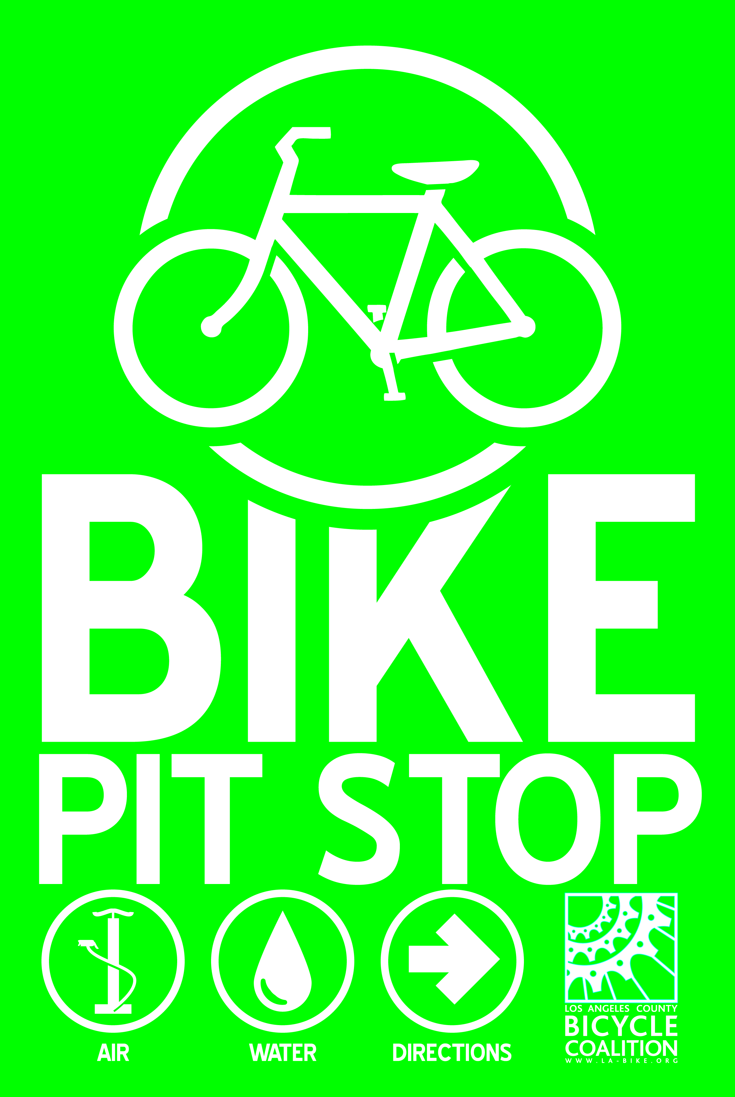 Bike Pit Stop poster for CicLAvia cycling event, designed for the Los Angeles County Bicycle Coalition.